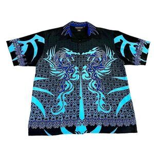 Vintage Y2K Sapphire Lounge Dragon Bowling Shirt